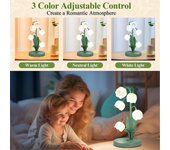 Vintage Flower Table Lamp for Home, 5 Lily of the Valley Bedside Lamps 3 Color Modes Nightstand Lamp for Bedroom EU Plug