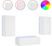 vidaXL Muebles de TV de pared con luces LED 3 piezas, Mueble de Salon, Mueble TV, Mueble TV salon, Mesa de TV, Mueble tele