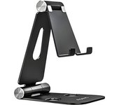 Aisens soporte de sobremesa tamaño xl ajustable (2 pivotes) para movil / tablet - color negro