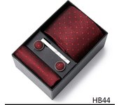 Mix Colors Holiday Gift 7.5 cm Tie Man  Pocket Squares Cufflink Set Necktie Box Man Wedding Accessories Fit Group