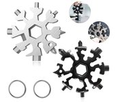 Multiherramienta de copo de nieve 18 en 1. Llave de copo de nieve de acero inoxidable de 2 piezas. Mini destornillador multiusos de acero inoxidable. Multiherramienta portátil