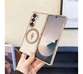 Magsafe Magnetic Wireless Charging Solid Color Plating Border Folding Phone Case For Samsung Galaxy Z Fold 6 5 4 3 Bumper Cover
