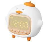 Reloj despertador para niños, bonito reloj despertador con forma de pato con forma de abrazo, luz nocturna, de silicona, recargable, reloj despertador DIY, lámpara portátil con tono de llamada