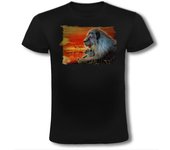 MERCHANDMANIA CAMISETA NEGRA leon selva savana animal salvaje felino bestia moda verano tshirt