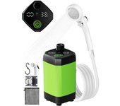 Ducha Portatil Camping, Ducha Camper Mejorada con Pantalla de Temperatura y Potencia, Eléctrico Portátil Recargable Ducha with 6000mAh Batería para Camping, Plantas de Jardín,Coche, Lavar al Perro