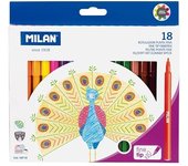 MILAN  Rotuladores Milan Punta Fina 18 Unidades de 2 mm Con Cuerpo Redondo Tinta A Base De Agua