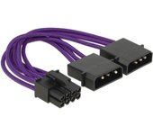 Delock Cable de Alimentación Molex de 4 Pines Macho A 2x 1x 8 Pines Pci Express para Tarjetas Gráficas 15 Cm Violeta