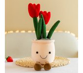1 tulip plant plush toys, succulent plant plush filling toys, potted flower decoration toys, room bookshelf decoration creative