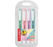 Stabilo swing cool pastel pack de 4 marcadores fluorescentes - cuerpo plano - punta biselada - trazo entre 1 y 4mm - tinta con base de agua - colores surtidos