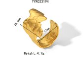 Encanto Anillo de acero de titanio de acero inoxidable que no se decolora, anillo con patrón de martillo Irregular para playa y verano, accesorio de joyería de moda
