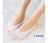 5 Pairs Five Finger Boat Socks Women Spring Summer Thin Plain Weave Shallow Mouth Velvet Ice Silk Sweat Absorbent Toe Socks