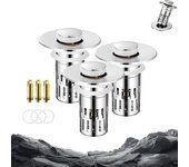 Compositiont Tapón para fregadero, tapón para fregadero Compositiont.Com, colador de drenaje universal de acero inoxidable, tapón para fregadero de baño, tapón para fregadero emergente para fregadero de baño (2 unidades)