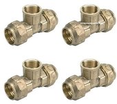 Suinga Pack X 4 Te Hembra Latón 32mm X 1 Pulgada para Tubería Polietileno