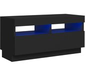 Mueble TV combinadoMueble de TV con luces LED negro 80x35x40 cm