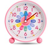 Reloj despertador para niños, silencioso, analógico, de cuarzo, con luz de repetición, despertador de cabecera para niños, reloj de aprendizaje para niños y niñas
