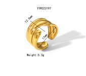 Encanto Anillo de acero de titanio de acero inoxidable que no se decolora, anillo con patrón de martillo Irregular para playa y verano, accesorio de joyería de moda