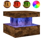vidaXL Mesa de centro con luces LED 50x50x40 cm Blanco, Negro, Roble Sonoma Mesita de Salón o Comedor o Auxiliar Mesa de Café Meuble Salón
