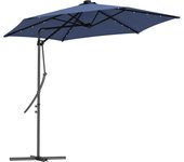Outsunny Sombrilla, Sombrilla voladiza de Ø290 cm con protección UV, Sombrilla de balcón LED con Base en Cruz, Sombrilla de Terraza con Funda Protectora, para jardín, Acero, Azul Oscuro