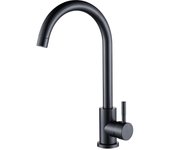 Grifo de cocina monomando de arco alto para fregadero, negro mate
