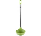 Bra - Cucharón de Cocina Prior, 35 cm, Acero Inoxidable y Silicona Verde, Apto Lavavajillas, Utensilio Cocina, Coger y Servir