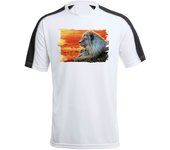 MERCHANDMANIA CAMISETA TÉCNICA FRANJA MANGAS NEGRA leon selva savana animal salvaje felino bestia tshirt