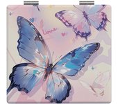 Espejo plegable con diseño de mariposa, espejo compacto de doble cara para retoques cosméticos, mini espejo de maquillaje portátil para viajes y exteriores.