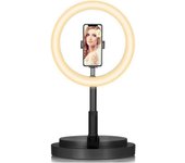 Aro De Luz con Tripode Plegable, Anillo De Luz LED 11.4'' para Movil con 3 Efectos de Iluminación y 10 Brillo Ajustable, Se Pueden Usar para Disparos TikTok/Twich Live etc.
