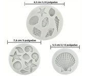 3PCS Ocean Themed Cake Decoration With Silicone Mold, Conch, Starfish, Coral Baking Mold, Chocolate Candy Polymer Production