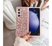 Luxury Rhinestone Glitter Sequins Trim Soft TPU Frame Phone Case for Samsung Galaxy Z Fold 6 Z Fold5 4 3 Shockproof Back Cover