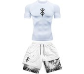 Anime 3D Printed Men's Compression Set short Sleeve Gym Top+Workout Shorts Quick Drying Breathble Athletics Rash Guard Set