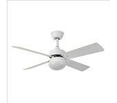 Akunadecor - Ventilador de techo con motor Dc modelo Sofia en acabado Blanco con cuatro aspas reversibles, iluminacion 2 bombillas E27, incluido  Control Remoto con temporizador de Apagado AkunaDecor