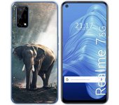Tumundosmartphone Funda Gel Tpu para Realme 7 5G diseño Elefante Dibujos