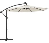 SONGMICS Sombrilla Terraza Exterior, Sombrilla Descentralizada con 32 Luces LED Energía Solar, Sombrilla Ø 3 m con Base, Protección UPF 50+, Fácil de Abrir y Cerrar