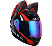 Casco de Moto todoterreno para mujer, protector de cabeza con orejas de gato extraíbles, transpirable, para Motocross,