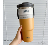 Tyeso-termo de 600/750/900/1050/1200ML, termo de vacío de acero inoxidable con pajita, taza de café para coche, taza térmica para deportes al aire libre