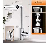 Waterfall stainless steel 360° rotating waterfall w spray head hot and cold water sink mixer kitchen faucet