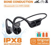 Bluetooth MP3 impermeable IPX8 con 32G de memoria, Hifi Auriculares de conducción ósea para Nación, auriculares