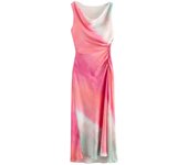- Women's print tie dye satin  dress, nt sleeveless dress with hem and pleats, summer fashion