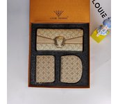 2024 New Vintage Purse Ladies Large Capacity d buckle Multi-card Multi-function triple Fold Handheld Bag 3-piece gift Box for the holidays