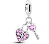 925 Sterling Silver Perfect Companion Key With Lock Pendant Beads Fit Pandora Original Bracelet Charms Beads Women's Jewelry Gift