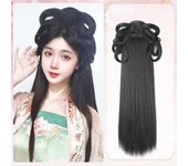 Dance Accessory Wigs Synthetic Chinese Ancient Wig Headdress Antique Women Hanfu Wigs Black Photography Hanfu Wig Headband