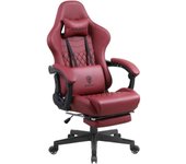 Silla para Juegos Ajustable Silla de Oficina para PC con reposapiés, Silla para Juegos con Soporte Lumbar de Masaje, Silla ergonómica para Juegos de PU con reposacabezas (Negro)