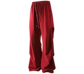 Pantalón plisado lateral de moda Pantalones casuales Pantalones rectos sólidos de cintura elástica para hombres Pantalones sueltos de seda de hielo de secado rápido Pantalones diarios