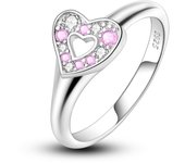 Women's  silver fashionable transparent bright crown ring, cubic zirconia, star, moon, flower Mother's Day Gift