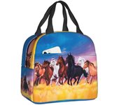 Black Friesian  Prancing Insulated Bag Resuable Warm Cooler Thermal Horse Lunch Tote Box for Women Kids School