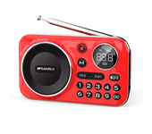 FM Radio Bluetooth 5.0 Speaker Radio for the Elderly HiFi TF/USB MP3 Music Player Support Recordin Headphones Play,Red