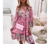 2025 Spring and Summer New Floral Splicing Skirt for Women Layered Mini Dress.