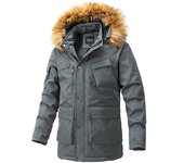 2024 Winter New Windproof Hooded Thick Jacket Men Fashion Fur Collar Fleece Warm Parka Coat Men Classic Casual Brand Jacket Men