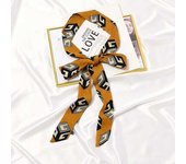 French style women's silky scarf geometric leopard print long ribbon headscarf autumn thin band decorative headband summer