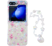 Fundas de teléfono con pulsera bonita de flores para Samsung Galaxy Z Flip6 3 4 5 funda trasera de Samsung galaxy Z Flip5 ZFlip6